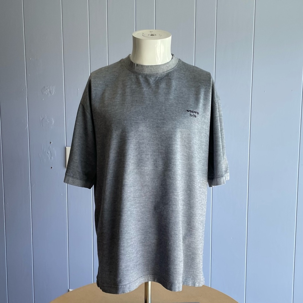 Volvo for life mens casual office shirt crew neck detailed sleeve hems